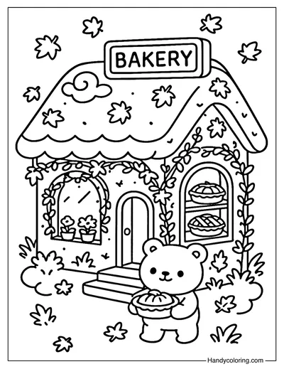 Thanksgiving Pie Bakery Coloring Page