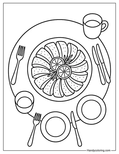 Thanksgiving Sharing Plate Coloring Page