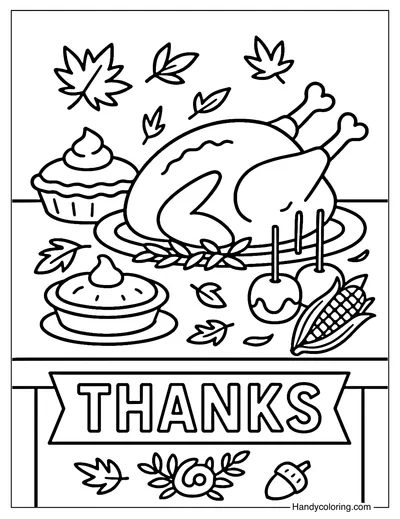 Thanksgiving Table Coloring Page