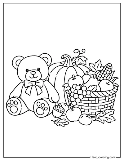 Thanksgiving Teddy Bear with Harvest Basket