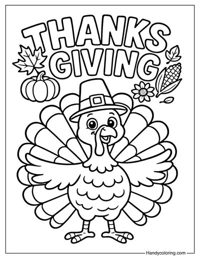 Thanksgiving Turkey Coloring Page