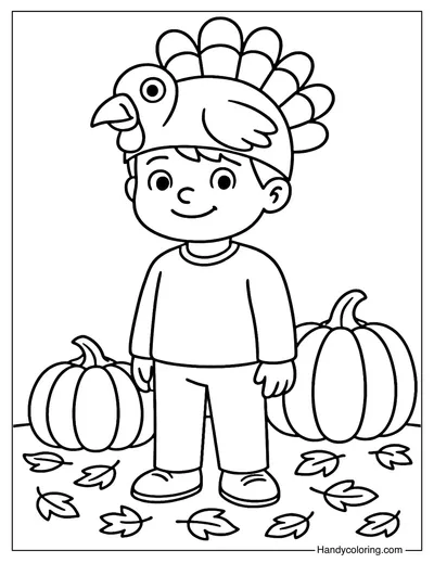 Thanksgiving Turkey Hat Coloring Page