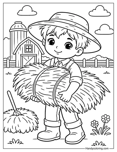 The Boy Carrying Hay Bundle