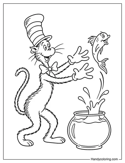 The Cat in the Hat Catching the Jumping Fish