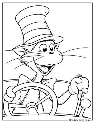 The Cat in the Hat Driving a Car