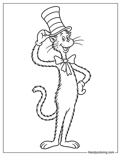 The Cat in the Hat Holding His Tall Striped Hat