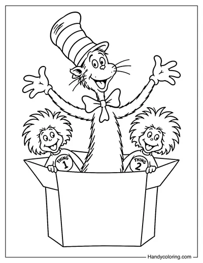 The Cat in the Hat Popping Out of a Giant Box