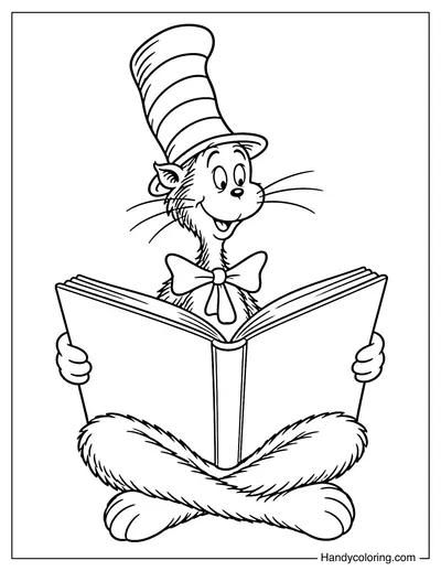 The Cat in the Hat Reading an Oversized Book