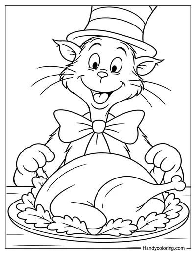 The Cat in the Hat Sitting at a Thanksgiving Table
