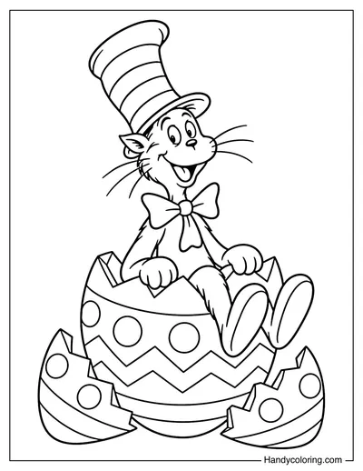 The Cat in the Hat Sitting Inside a Giant Easter Egg