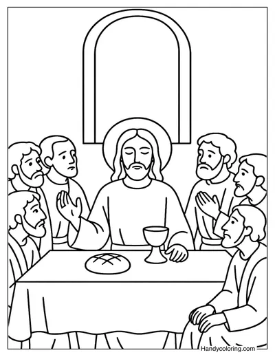 The Last Supper Jesus Coloring Page