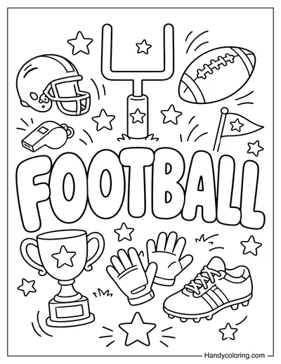 The Word FOOTBALL with Football Items