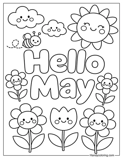 The Word "Hello May" with Cute Symbols