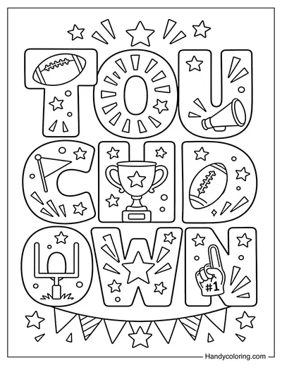 The Words TOUCHDOWN with Football Pattern