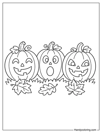 Three Funny Jack-O'-Lantern Faces