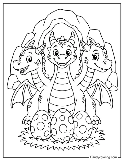 Three-Headed Dragon Guarding Three Eggs