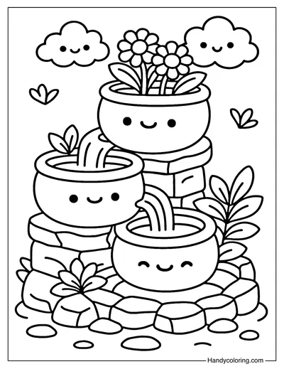 Tiered Planter Falls Coloring Page
