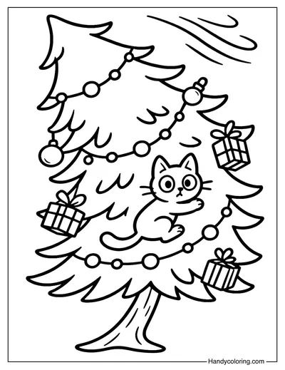 Tilted Christmas Tree Coloring Page