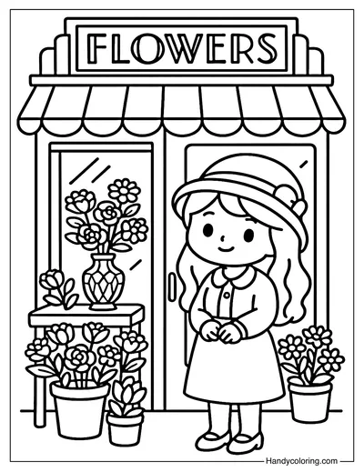 Time-Travel Florist 1920s Coloring Page