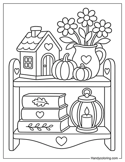 Tiny Fall Cottage Shelf