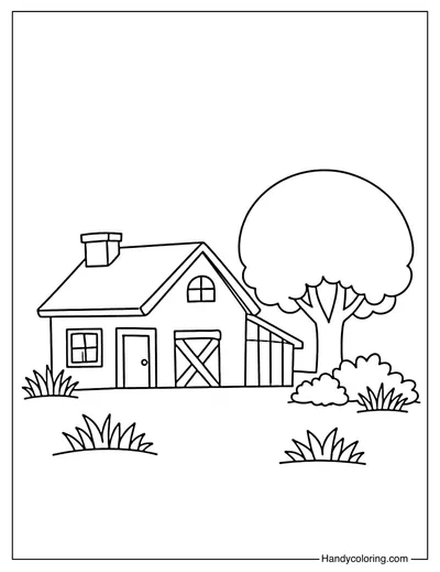 Tiny Farm House with Tree