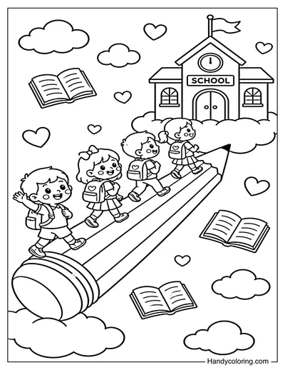 Tiny Students on Giant Pencil Bridge