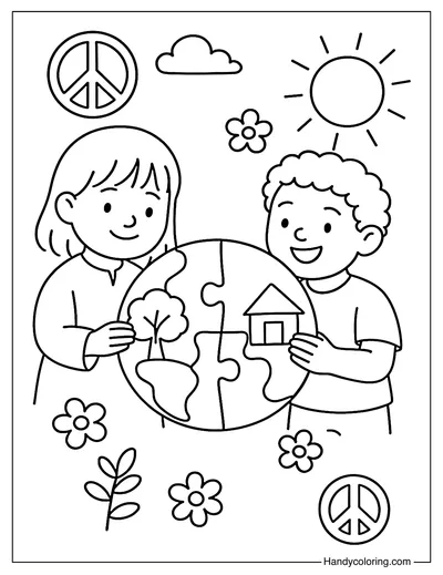 Together We Fix the World Coloring Page