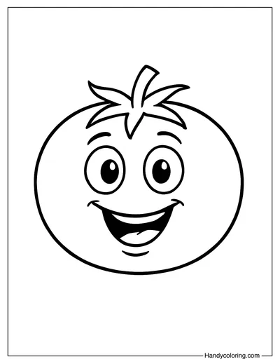 Tomato Cartoon Coloring For Kids