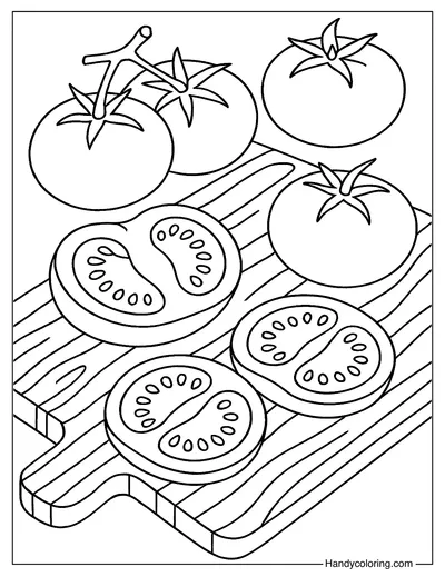 Tomatoes and Tomato Slices Coloring Free Printable