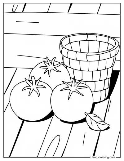 Tomatoes with a Basket Coloring Page