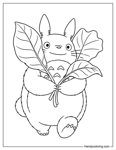 Totoro Carrying a Bundle of Giant Leaves