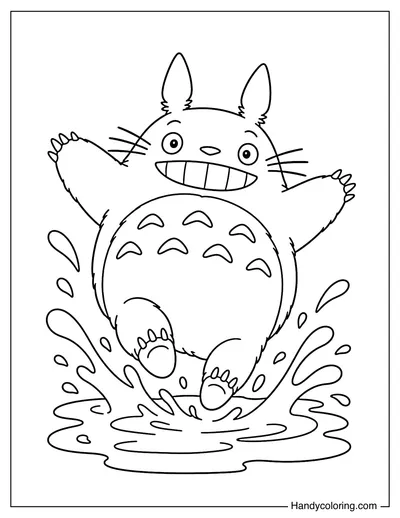 Totoro Jumping into a Rain Puddle