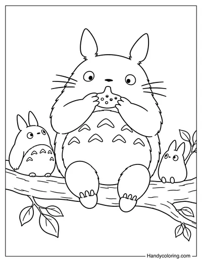 Totoro Playing the Ocarina on a Tree Branch