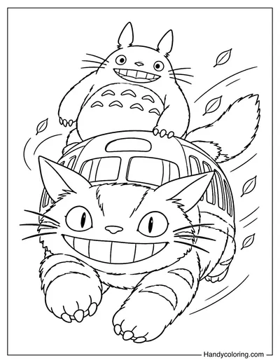 Totoro Riding on Top of the Catbus