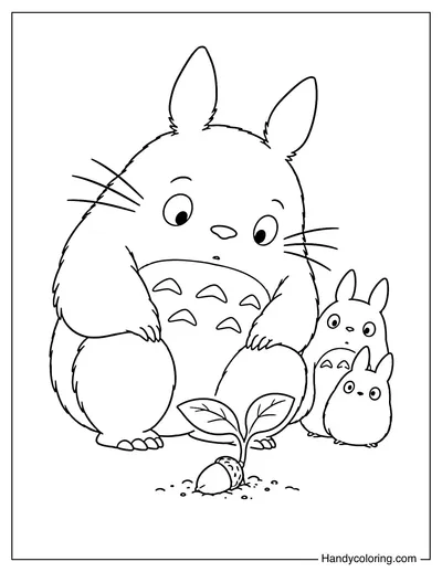 Totoro Watching an Acorn Sprout