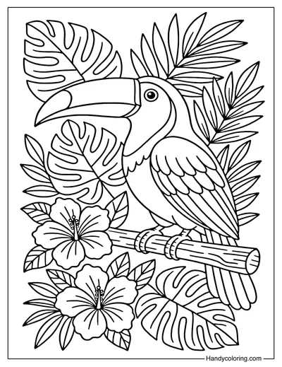 Toucan Jungle Coloring Page