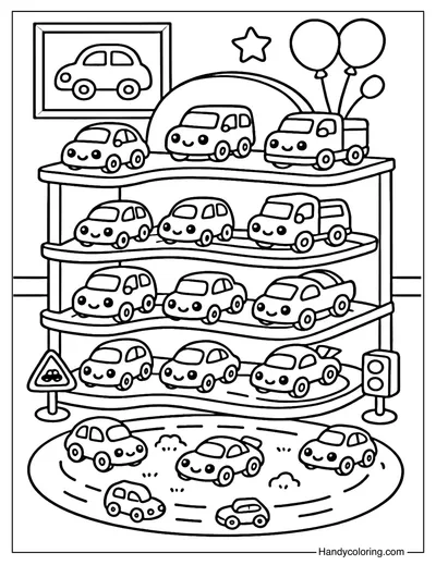 Toy Car Shelf Coloring Page