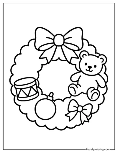 Toy Ornament Christmas Wreath Coloring Page