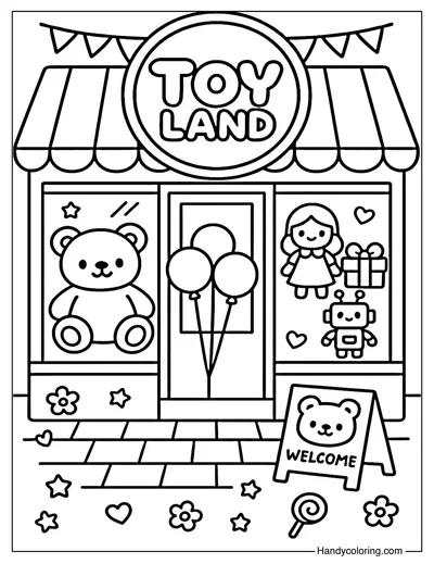 Toy Shop Front Coloring Page