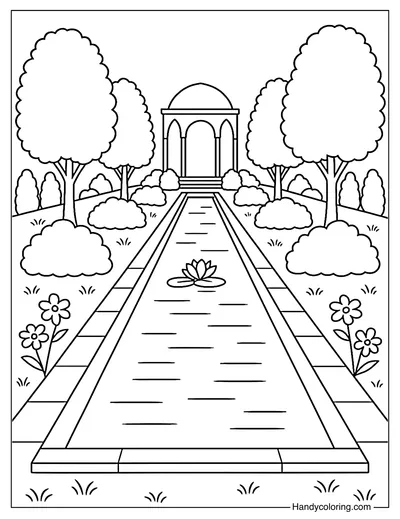 Traditional Persian Garden Design Coloring Page