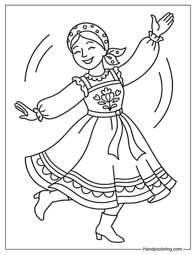 Traditional Russian Dancer Coloring Page