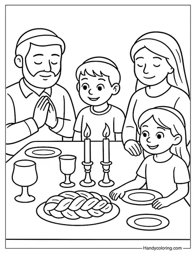 Traditional Sabbath Dinner Coloring Page