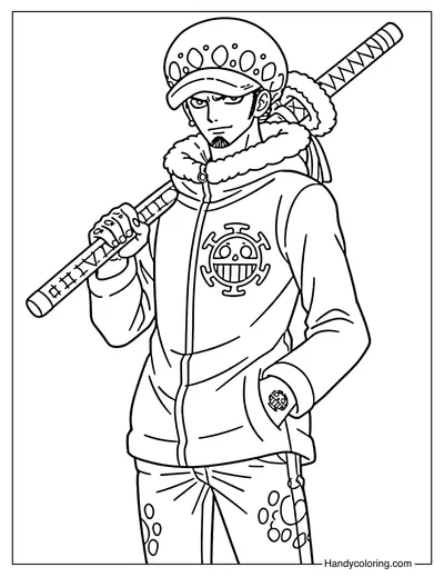 Trafalgar Law Carrying Kikoku Sword