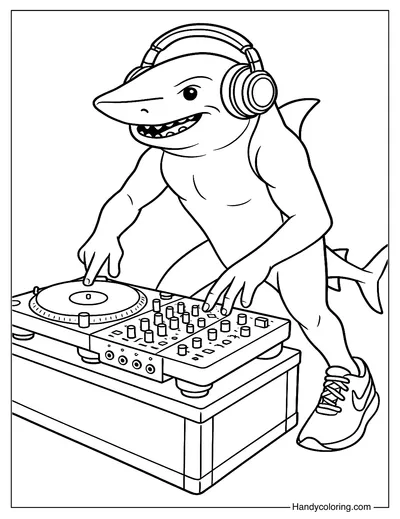 Tralalero Tralala DJ Coloring Page