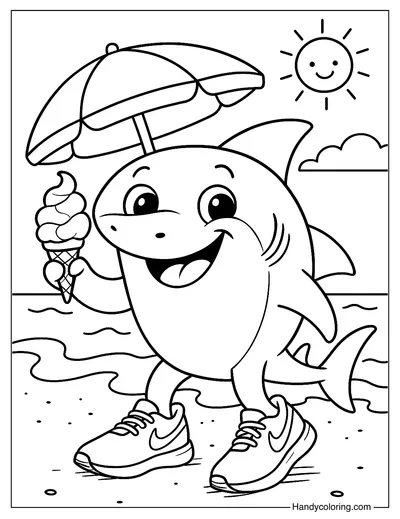Tralalero Tralala Eats Gelato  Coloring Page