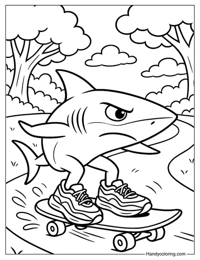 Tralalero Tralala in Skate Park Coloring Page