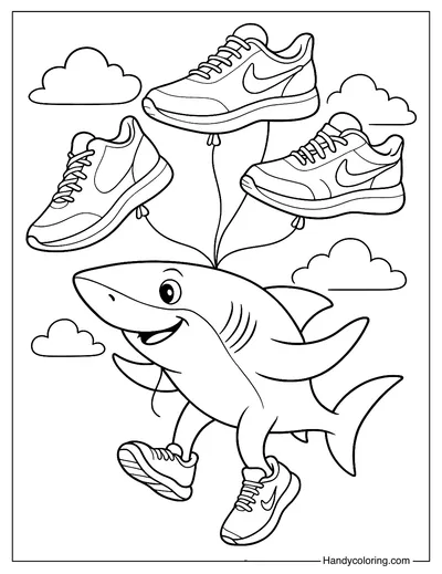 Tralalero Tralala on Balloon Parade Coloring Page