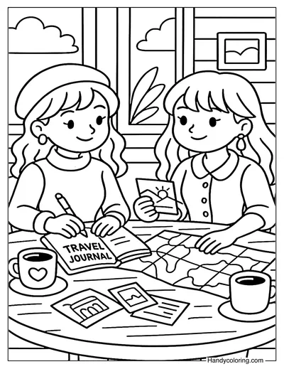 Travel Diary Coloring Page