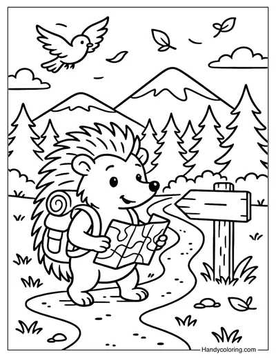 Traveler Hedgehog Coloring Page
