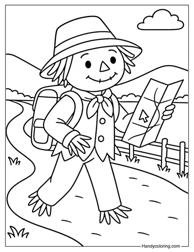 Traveler Scarecrow Coloring Page